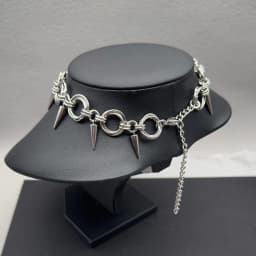 Goth Spiky Chainmail Choker Necklace for Women Men Punk Y2K Handmade Stainless Steel Rivet Spike Necklace Emo Grunge Aesthetic