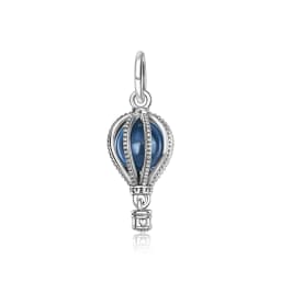 Fashionable 925 Sterling Silver Blue and Pink Hot Air Balloon Pendant Dangle Charm Fit Brand Bracelet Sparkling Jewelry