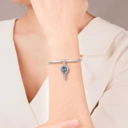 Fashionable 925 Sterling Silver Blue and Pink Hot Air Balloon Pendant Dangle Charm Fit Brand Bracelet Sparkling Jewelry