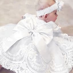 0.2years Baby Flower Girls Dress Tulle 1st Birthday Party Baptism White Dresses Girls Princess Wedding Bridemaid Prom Costume