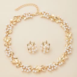3 Pcs Rhinestone Imitation Pearl Earrings Necklace Set Two-piece Vintage Choker Accessory Light Luxury Jewelry Sets Wedding
