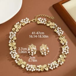 3 Pcs Rhinestone Imitation Pearl Earrings Necklace Set Two-piece Vintage Choker Accessory Light Luxury Jewelry Sets Wedding