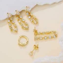 925 Sterling Silver Earrings Set for Women Teen Girls Fine 18K Real Gold Plated Galaxy Starlight Tassel Earring 6pcs Jewelry Set