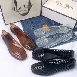 Spring and Summer New Korean Style Transparent Crystal Shoes for Women, Comfortable Closed-Toe Hollow Sandals, Soft and Fashionable Dongdaemun Jelly Shoes, Slip-On Slippers