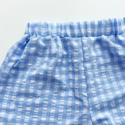 Blue and White Grid Fresh Casual Girls' Clothing Lace Sleeveless Single Breasted Vest+wide Leg Pants Two-piece Set for Summer