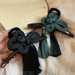 New Chinese Style Ancient Style Hand Woven Tassel Acrylic Clip Elegant Dignified Cheongsam Hanfu Braided Updo Hair Accessories