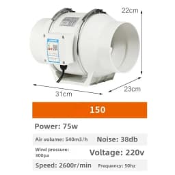 Exhaust Fan Home Mute Duct Fan Bathroom Exhaust Fan Ventilation Kitchen Bathroom Wall Mounted Pure Copper Motor