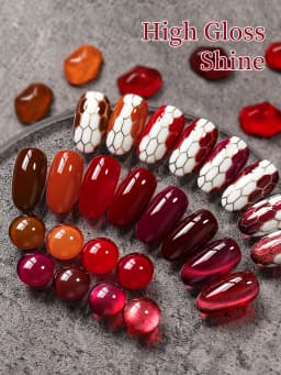 XEIJAYI 15ML 8Pcs Ankara Red Series Gel Nail Polish Set, UV LED Immersion Nail Polish,Holiday DIY Nail Polish Design