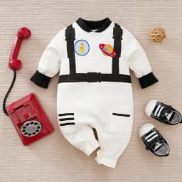 Newborn Baby Boy Long sleeves clothing 0-18 Months one-piece White cotton fashion for Astronaut Print Infant Casual Jumpsuit