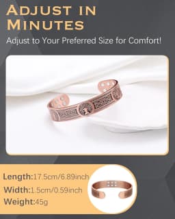 ARADOO Tree of Life Premium Copper Bracelet for Men Women with 18pcs Strength Magnetic Cuff Bangle Jewelry with Gift Box