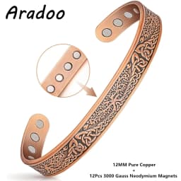 ARADOO Tree of Life Premium Copper Bracelet for Men Women with 18pcs Strength Magnetic Cuff Bangle Jewelry with Gift Box