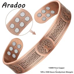 ARADOO Tree of Life Premium Copper Bracelet for Men Women with 18pcs Strength Magnetic Cuff Bangle Jewelry with Gift Box
