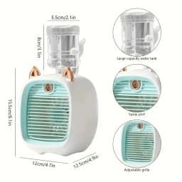 TINSOL USB Mini Air Conditioning Fan, Humidifier Desktop Fan Spray Electric, 1200mAh, Three Gear Air Conditioning, Cooling Fan