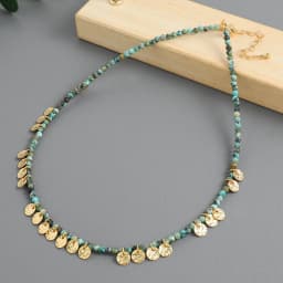 Vintage green African turquoise collarbone chain with niche design, high-end round piece women's necklace
