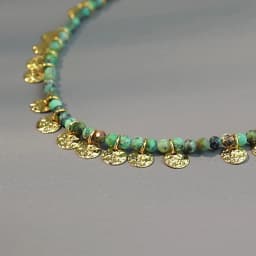 Vintage green African turquoise collarbone chain with niche design, high-end round piece women's necklace