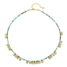 Vintage green African turquoise collarbone chain with niche design, high-end round piece women's necklace