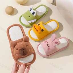 Capybara Closed Toe Slippers Children's 2026 Fashion Linen Floor Shoes Indoor Breathable Home Sandals Anti-slip Cartoon Slipper