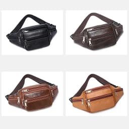 Men's Waist Pack PU Leather Bag Waist Belt Bag Male Artificial Leather Fanny Pack Fashion Luxury Small Shoulder Bags for Men