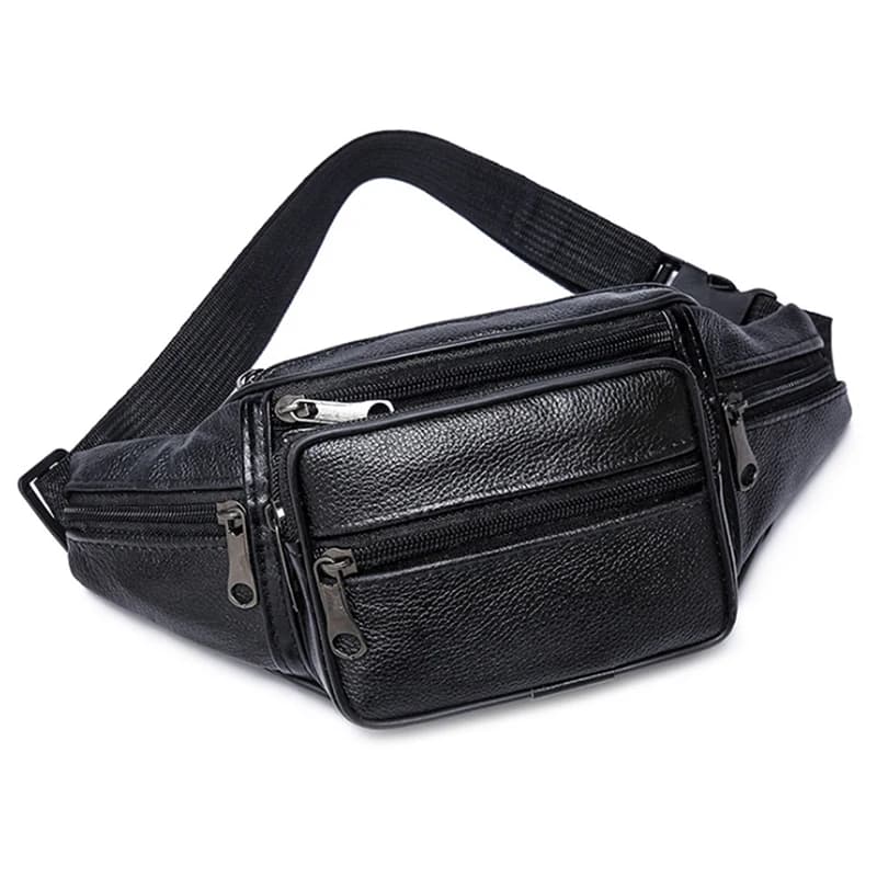 Men's Waist Pack PU Leather Bag Waist Belt Bag Male Artificial Leather Fanny Pack Fashion Luxury Small Shoulder Bags for Men