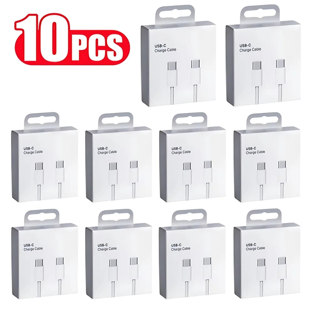 10 PCS 60W PD USB-C Fast Charging Braided Cable For iPhone 15 16 Pro Max Samsung Xiaomi Redmi POCO Type C Cables With Retail Box