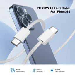 10 PCS 60W PD USB-C Fast Charging Braided Cable For iPhone 15 16 Pro Max Samsung Xiaomi Redmi POCO Type C Cables With Retail Box