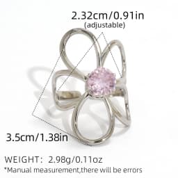 Uself Trendy Stainless Steel Metal Flower Adjustable Fashion Finger Ring Rust Proof Attractive Daily Jewelry Accessories Gift