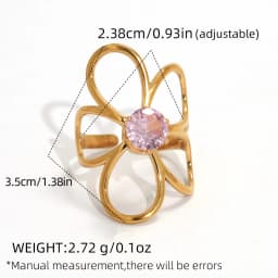 Uself Trendy Stainless Steel Metal Flower Adjustable Fashion Finger Ring Rust Proof Attractive Daily Jewelry Accessories Gift