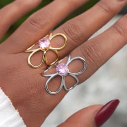 Uself Trendy Stainless Steel Metal Flower Adjustable Fashion Finger Ring Rust Proof Attractive Daily Jewelry Accessories Gift