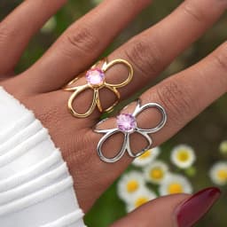 Uself Trendy Stainless Steel Metal Flower Adjustable Fashion Finger Ring Rust Proof Attractive Daily Jewelry Accessories Gift