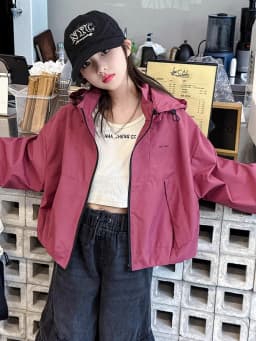 Girls' Spring/Autumn Coat 2025 New Arrival Windproof Oversized Jacket Hooded Sports-Style Casual Coat for Older Children