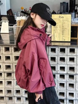 Girls' Spring/Autumn Coat 2025 New Arrival Windproof Oversized Jacket Hooded Sports-Style Casual Coat for Older Children