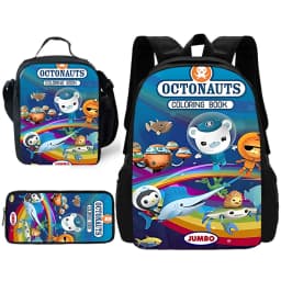 Child School Cartoon O-Octonauts Backpack with Lunch Bags ,Pencil Bags ,School Bags for Boys Girls Best Gift