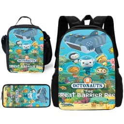 Child School Cartoon O-Octonauts Backpack with Lunch Bags ,Pencil Bags ,School Bags for Boys Girls Best Gift