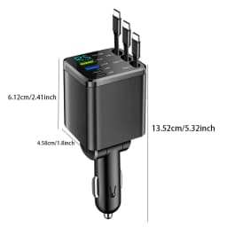 7-IN-1 Retractable Car Charger USB C Cable For IPhone Huawei Samsung Fast Charge Cigarette Lighter Adapter Type C USB Charger