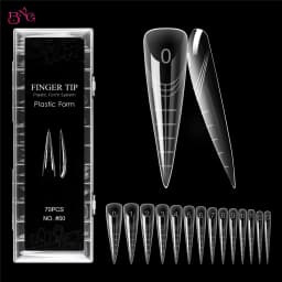BNG 70Pcs Extra Long Dual Forms Stiletto 4XL Reusable Full Cover Acrylic Builder Solid Hard Gel Extension Nail Molds