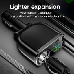 150W Car Charger With 70CM Retractable Dual Type C Cable Fast Charging 6-in-1 Car Phone Charger for iphone Samsung Huawei Xiaomi