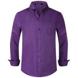 Boys Oxford Shirts Kids Purple School Uniform Mardi Gras Easter Halloween Holiday Button Down Perform New Year Dress Clothes