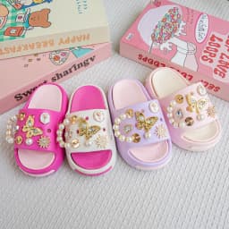 New Popular Cartoon Pearl Gold Butterfly Versatile Girls' Eva Slippers Fashionable Dual-Color Soft-Soled Non-Slip Sandals 831