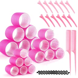 33 pcs Hair Curlers Rollers Self Grip Hair Curlers No Heat with Clips & Tail Comb for Long Medium Short Hair