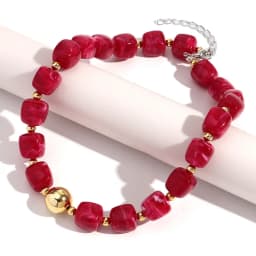 Colorful Acrylic Big Square Beaded Choker Necklaces for Women Personalized Handmade Pendant Necklace New Fashion Jewelry Gift