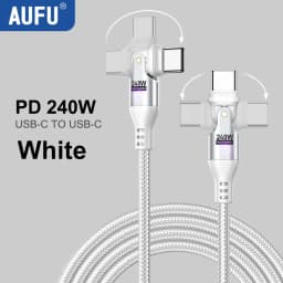 AUFU 240W USB Type C Cable 5A PD3.1 Fast Charging Cord For Samsung Galaxy S23 S24 iphone 1716 Pro Xiaomi 180 Rotate Charge Cable