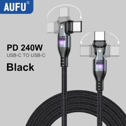 AUFU 240W USB Type C Cable 5A PD3.1 Fast Charging Cord For Samsung Galaxy S23 S24 iphone 1716 Pro Xiaomi 180 Rotate Charge Cable