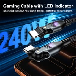 AUFU 240W USB Type C Cable 5A PD3.1 Fast Charging Cord For Samsung Galaxy S23 S24 iphone 1716 Pro Xiaomi 180 Rotate Charge Cable