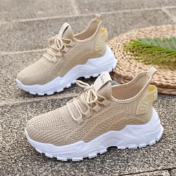 Breathable Knit Sneakers Fashion Comfortable Slip Resistant Soft Sole Shoes for Men Outdoor Walking