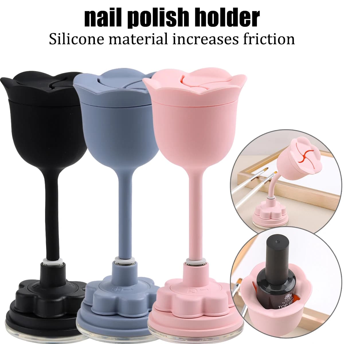 360° Rotating for Nail Polish Holder Stand with Anti-Spill Tilted Design Ergonomic Grip, Portable Desktop Storage for Nail Paint