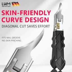 3-Piece Toenail Clippers Set - Nail File & Protective Case Included, Heavy Duty Wide Jaw, Ultra Sharp Slanted Blade Long Handle,