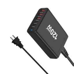 120W GAN Multi USB Charging Station 6-Port Hub Type-C Charger PD Fast Charging Smart Charger for iPhone Samsung Xiaomi