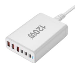 120W GAN Multi USB Charging Station 6-Port Hub Type-C Charger PD Fast Charging Smart Charger for iPhone Samsung Xiaomi