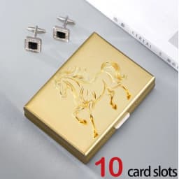 Horse Head Anti-Scan RFID 10 Cards Aluminum Metal Credit Card Holder Blocking Wallet Case Business Card Protection Hold