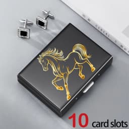 Horse Head Anti-Scan RFID 10 Cards Aluminum Metal Credit Card Holder Blocking Wallet Case Business Card Protection Hold